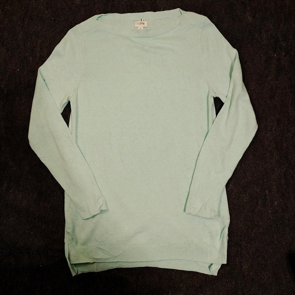 J.Crew Womens Light Blue Cotton Long Sleeve Boat Neck Knit Top Size S